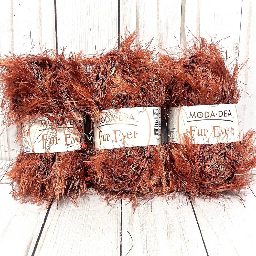 Moda Dea Fur Ever Cinnamon Twist Eyelash Ladder Yarn 49 yd 3 Skeins Discontinued